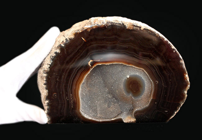 深いブラウンを呈する、典型的なブラジル産メノウ（Agate）。左右２０センチ、２．５キログラム弱の重厚感あふれる標本です（その2）