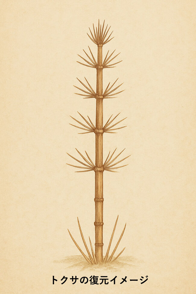 様々な特徴的な部位が保存された、中国遼寧省産の恐竜時代のトクサの仲間の化石（その13）