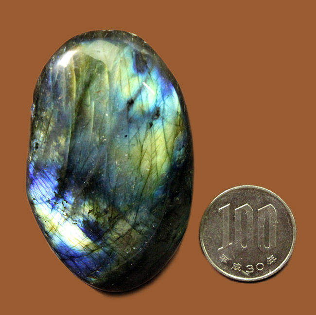 人気の鉱物、ラブラドライト（Labradorite）の上質標本。ブルーとシャンパンゴールドの混ざり具合が絶妙。（その5）