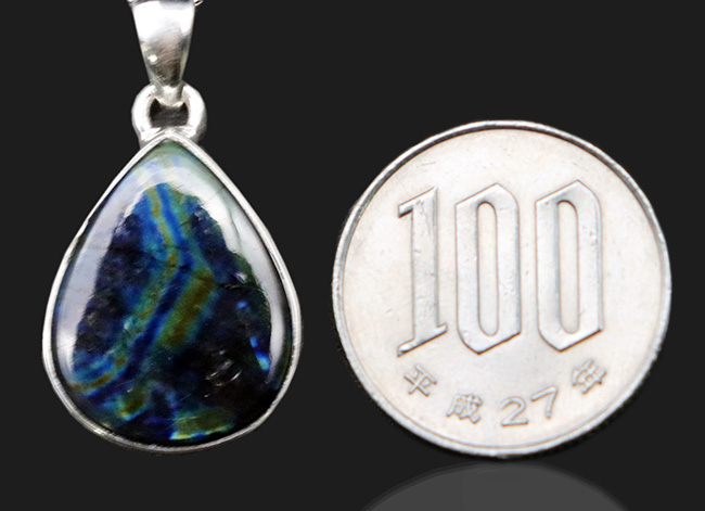 高品位のマダガスカル産を使用!貴石、ラブラドライト(Labradolite)を使ったペンダントトップ(シルバーチェーン、革紐、高級ジュエリーケース付き)(その6)