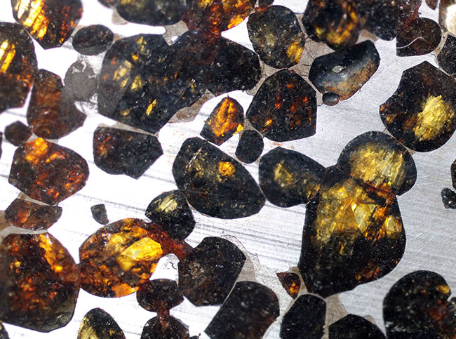 人気！最も美しい隕石と評されるパラサイト隕石（本体防錆処理済み）。黄金色に輝くかんらん石にご注目（その5）