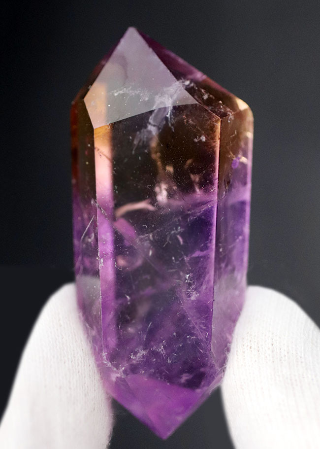 透明度高し！紫（アメシスト）と黄（シトリン）の融合。ボリビア産オールナチュラルなアメトリン（Ametorine）の結晶（その2）