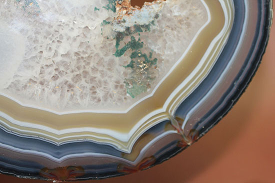 鮮明な縞模様とパステルカラーの組み合わせが絶妙！２０センチオーバーのメノウスライス標本（Agate）（その14）