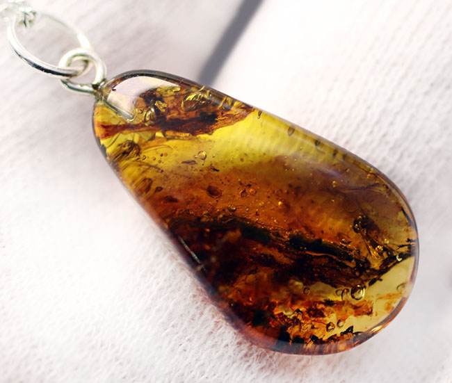 最古の宝石の一つ！バルト海産の虫入り琥珀（Amber）ペンダントトップ（シルバーチェーン、高級ジュエリーケース付き。）（その7）