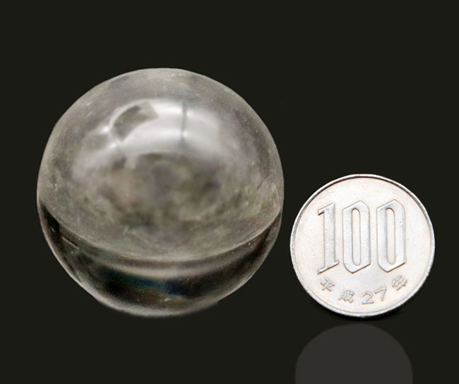 水晶ではございません!完全無色透明のカルサイト(Calcite)のスフィア標本、転がり機能防止!(その6)