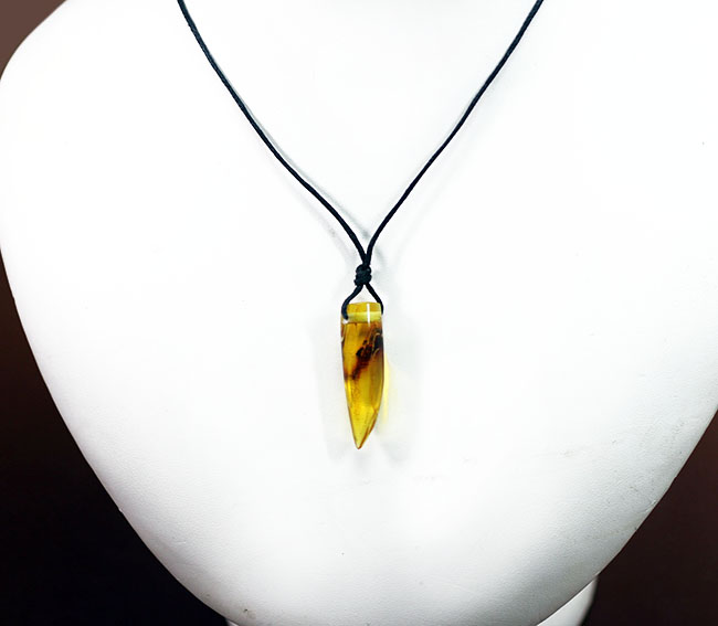 高級ジュエリーケース付き。バルト海産琥珀化石のペンダントトップ(Amber)(その2)