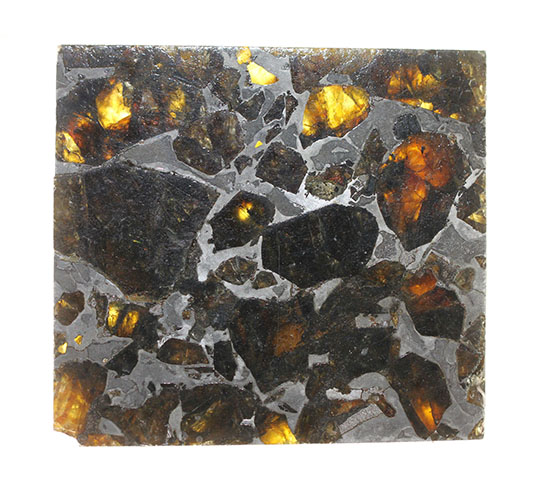 高品位！石鉄隕石パラサイトのスライス標本、ブラヒンパラサイト。カンラン石と鉄ニッケル合金から成る美しい模様の裏に隠された壮大なストーリー。（その3）