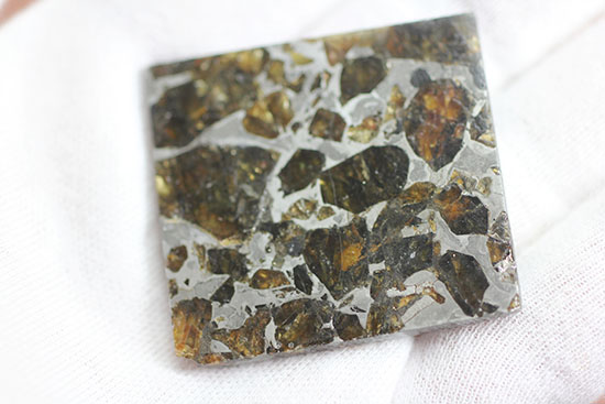 高品位！石鉄隕石パラサイトのスライス標本、ブラヒンパラサイト。カンラン石と鉄ニッケル合金から成る美しい模様の裏に隠された壮大なストーリー。（その8）
