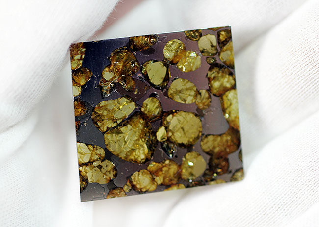 カンラン石の透明度にご注目下さい！世界で最も美しい隕石、石鉄隕石ブラヒンパラサイト（その6）