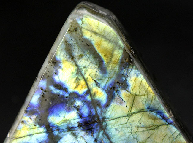 まれに見るハイクラス品!表と裏で別の色に輝く!12センチの巨大ラブラドライト(Labradorite)(その2)