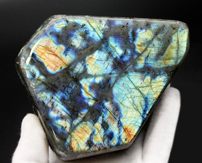 まれに見るハイクラス品!表と裏で別の色に輝く!12センチの巨大ラブラドライト(Labradorite)(その4)