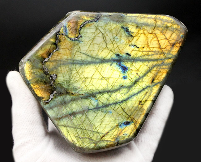 まれに見るハイクラス品!表と裏で別の色に輝く!12センチの巨大ラブラドライト(Labradorite)(その7)