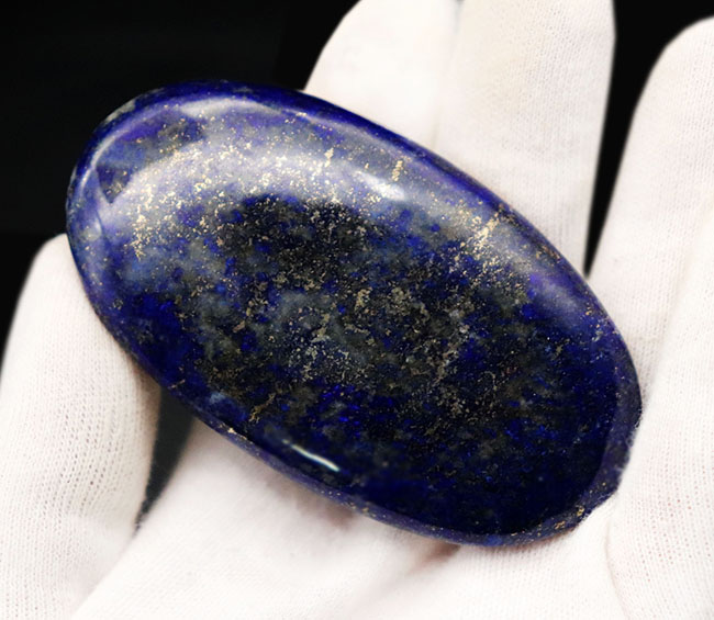 ディープブルー！世界的産地、アフガニスタンで採集された、瑠璃色に輝く天然ラピスラズリ（Lapis lazuli）のカボション（磨き石）（その4）