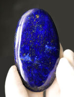 ディープブルー！世界的産地、アフガニスタンで採集された、瑠璃色に輝く天然ラピスラズリ（Lapis lazuli）のカボション（磨き石）