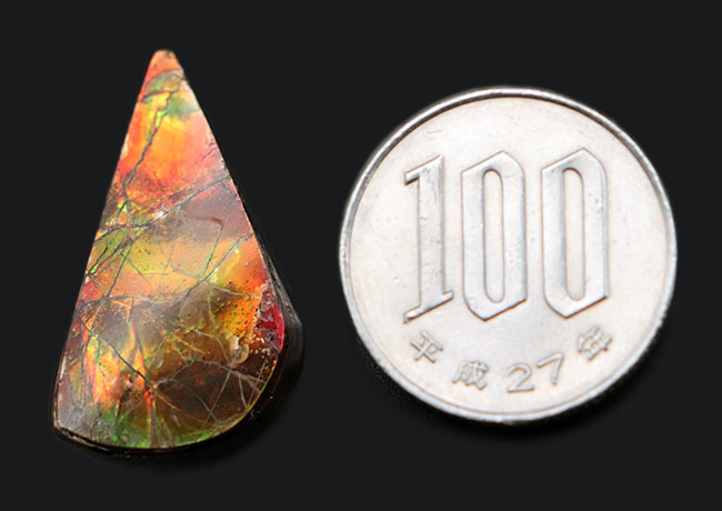 色の変化が楽しめる！雫型のアンモライトを使った（Ammolite）ピンブローチ（その9）