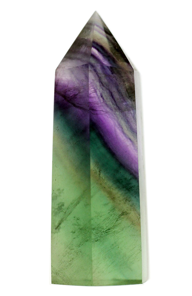 緑と紫が斜めに入った珍しいタイプ、人気の鉱物、レインボーフローライト（Fluorite）（その2）