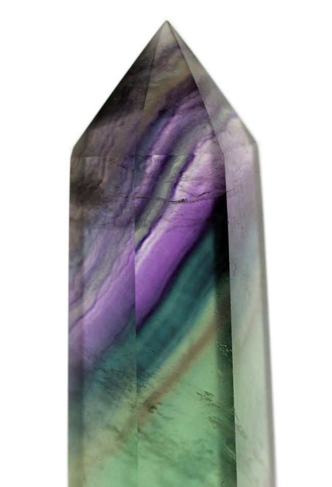 緑と紫が斜めに入った珍しいタイプ、人気の鉱物、レインボーフローライト（Fluorite）（その3）