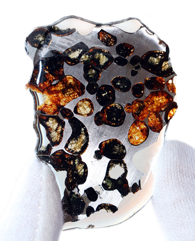 美しいかんらん石にご注目！２０１６年に発見された新しいパラサイト隕石、ケニヤ産パラサイト隕石。専用保管ケース付き。（本体防錆処理済み）（その8）