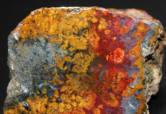 色彩美!重量感のある、ハンガリー産のストロマトライトを含むメノウ(Agate)(その3)