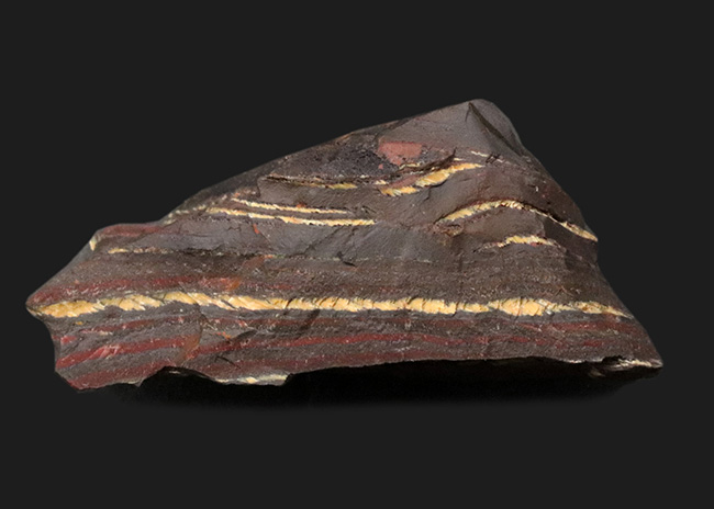 35億年前の活動履歴、オーストラリア・ハマースレイ産のカラフルなストロマトライト(Stromatolite)。縞状鉄鉱層にご注目ください(その1)