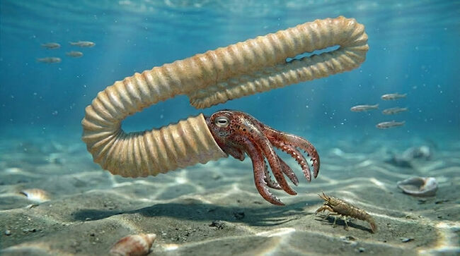 希少な異常巻きアンモナイト、ポリプチコセラスの断片が楽しめる、母岩付き北海道アンモナイトの群集標本（その9）