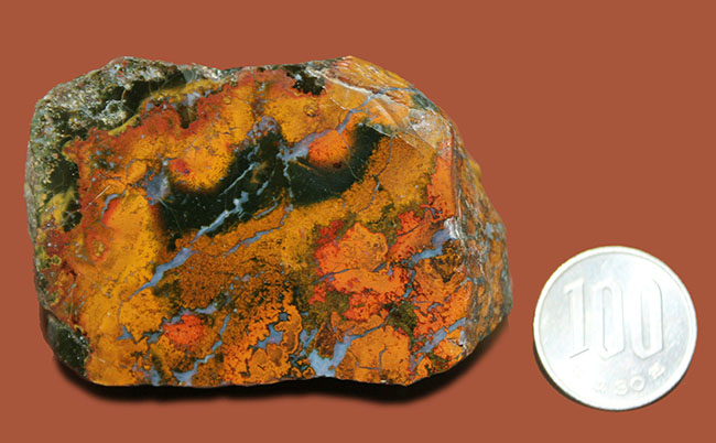 鮮やかな赤と複雑な模様で見るものを魅了するハンガリー産のメノウ(Agate)(その11)