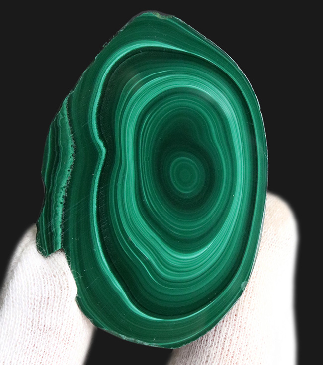 明暗あるグリーンが魅力的！紀元前から愛されてきた古代の宝石、マラカイト（Malachite・孔雀石）のハンドポリッシュ標本。高品位のコンゴ産（その1）