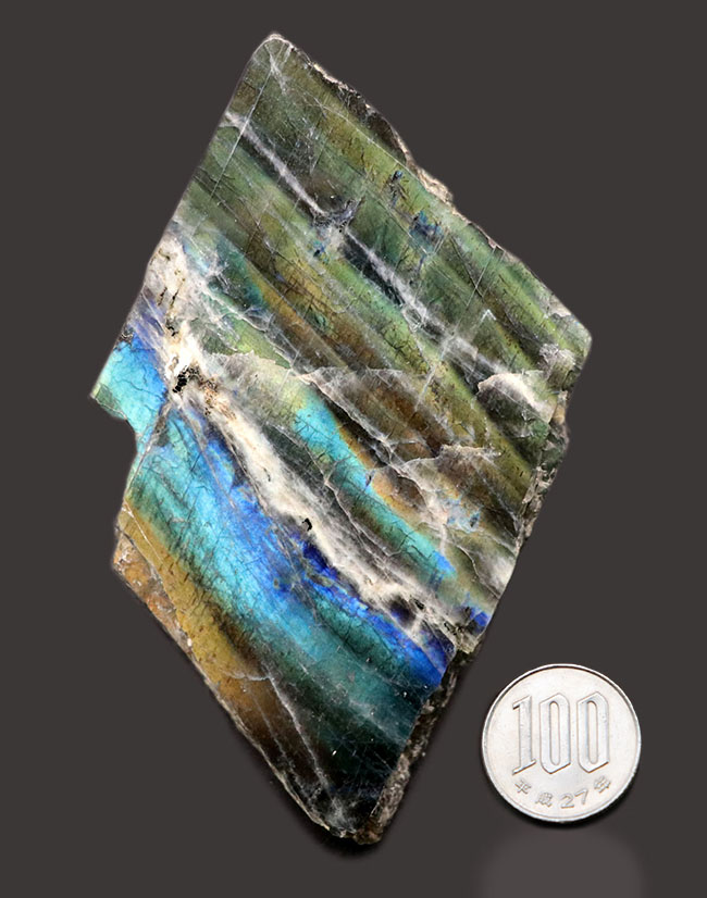 コレクター必見!由緒正しきラブラドル地方産の両面光りするラブラドライト(Labradorite)。ブルーのグラデーションにご注目ください(その11)