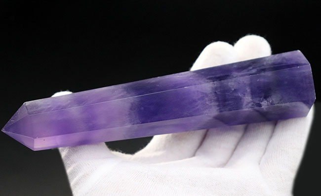 紫の濃淡をお楽しみください！１４５ミリの超ロングサイズ標本！マルチバンドを持つレインボーフローライト（Fluorite・蛍石）（その5）