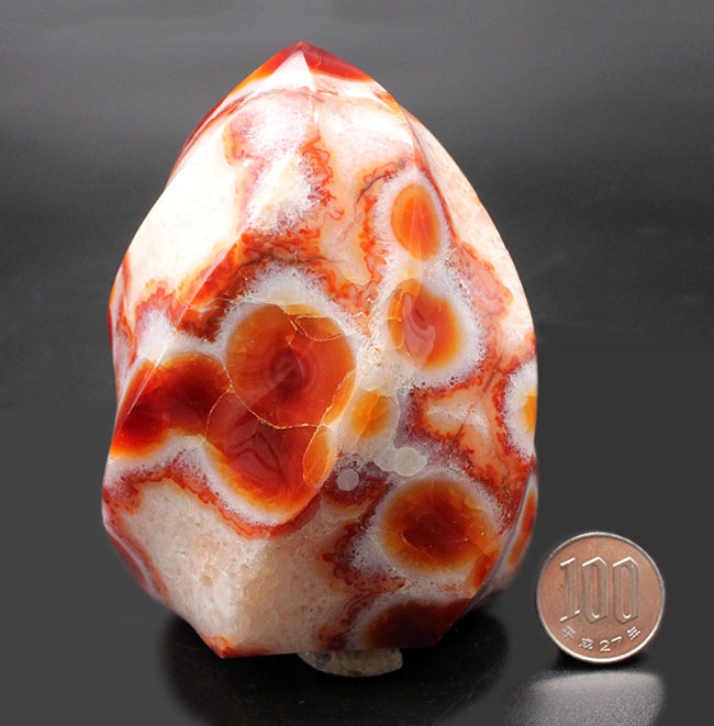 燃えるようなビッグサイズの玉髄、その名もフレーム・カーネリアン(Carnelian)。濃い赤に染まった巨大な紅玉髄。(その11)