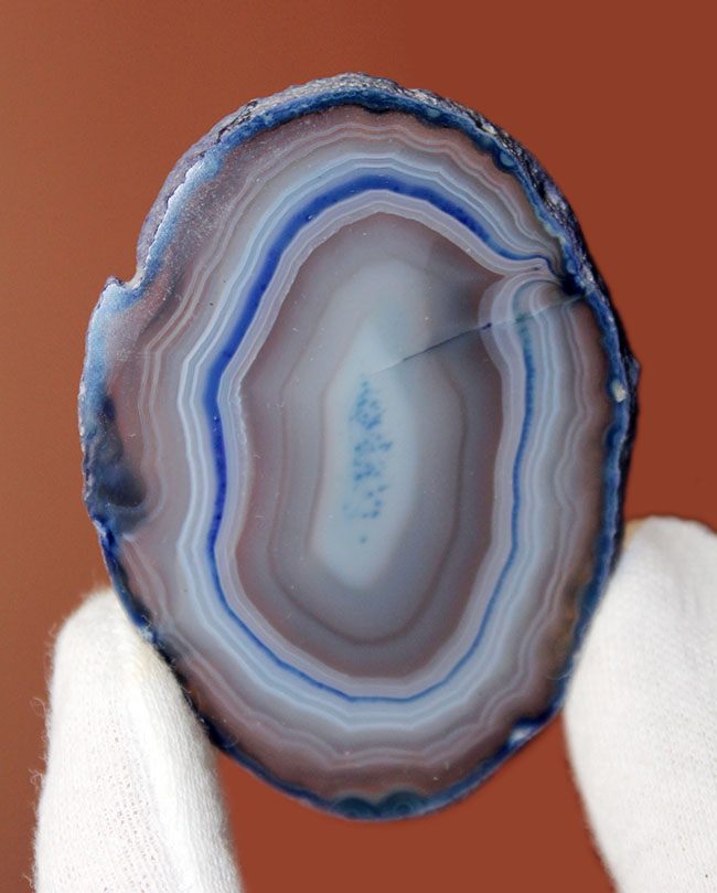ブルーとグレーの組み合わせが爽やかな、鉱物ブラジル産縞メノウ（Agate）（その1）