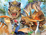 立体的！恐竜３Dジグソーパズル１００ピース【恐竜たちのセルフィー】（本物化石１個つき、送料無料、ラッピング無料）