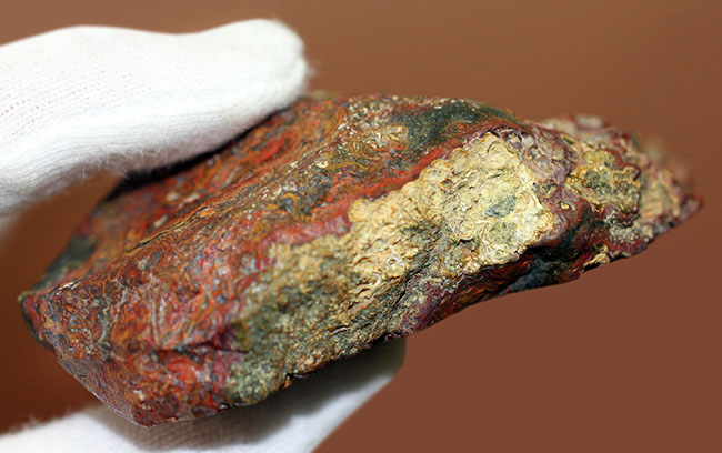 鮮やかな赤に目を奪われる、ストロマトライトを含むハンガリー産のメノウ(Agate)(その8)