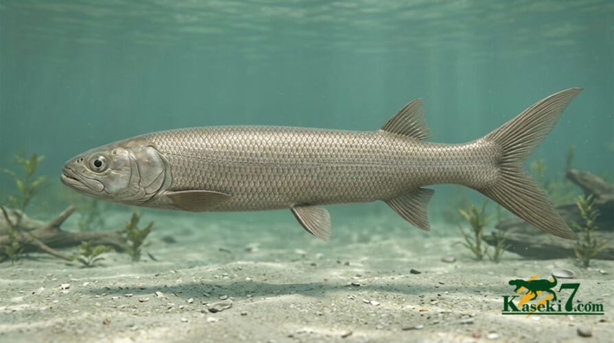 サービスプライス！内部をのぞける珍しい個体、ブラジル産絶滅古代魚ラコレピス（Rhacolepis）の胴部化石（その11）