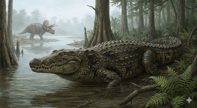 歯は着脱可能。白亜紀末の湿地を統べるワニ、米国ヘルクリーク累層産レイディスクス（Leidysuchus formidabilis）のアゴ付き歯化石（その12）