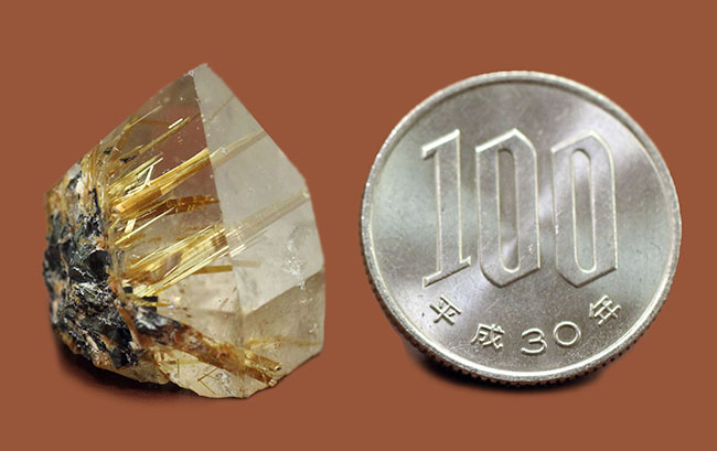 理想的な割合でルチルを含有したゴールデンルチルクオーツの天然結晶（その8）