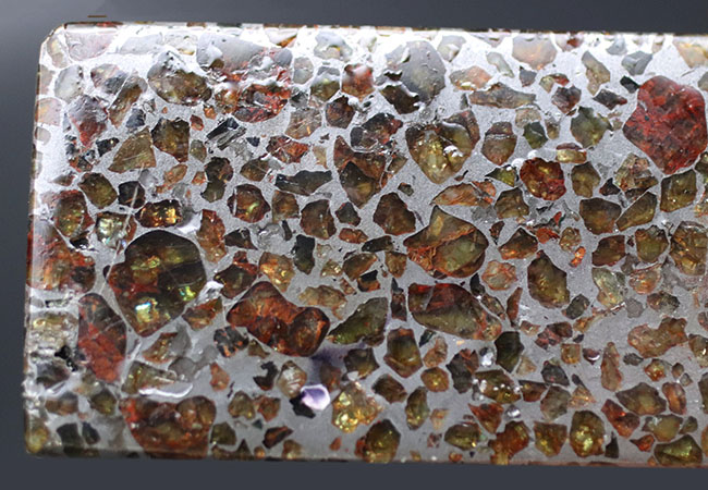 常識にとらわれないアンリアルなカッティング！この質量感、塊感！角柱でもやはり「世界で最も美しい隕石」の異名を体現し続ける、ケニア産の石鉄隕石、パラサイトのメガサイズ標本（その3）