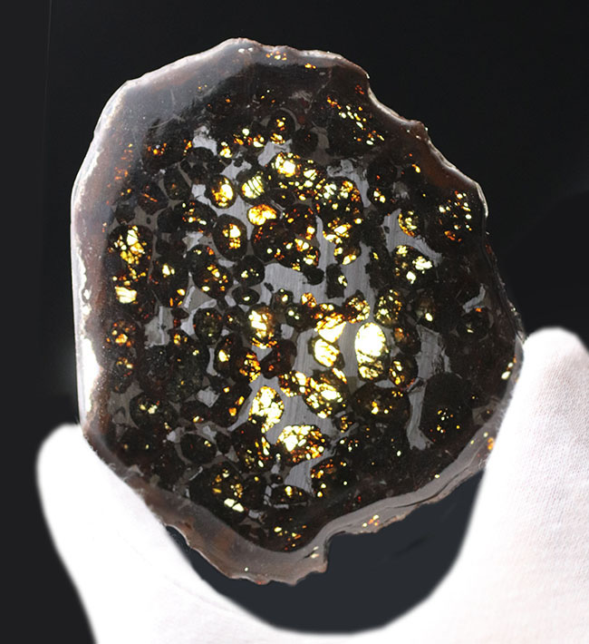 黄金色を呈する美しきかんらん石を御覧ください！２０１６年にケニアで発見された新しいパラサイト隕石（本体防錆処理済み）（その1）