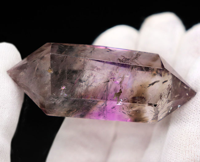 ベリーレア!煙のなかに紫が浮かんでいる、希少なスモーキーアメシスト(amethyst)のダブルポイント標本(その3)