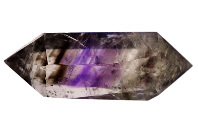 ベリーレア!煙のなかに紫が浮かんでいる、希少なスモーキーアメシスト(amethyst)のダブルポイント標本(その5)