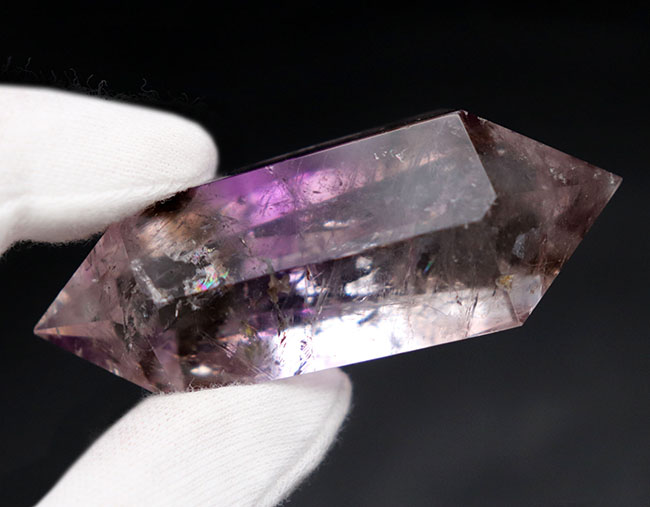 ベリーレア!煙のなかに紫が浮かんでいる、希少なスモーキーアメシスト(amethyst)のダブルポイント標本(その7)