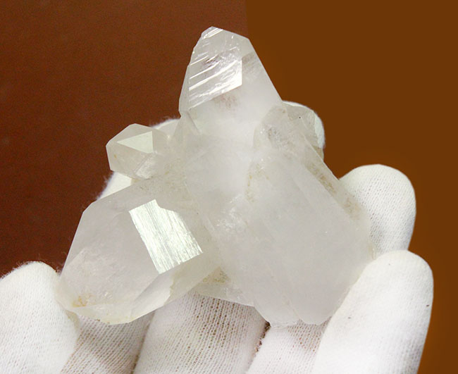 ナチュラル、鉱物コレクションの基本の「き」ともいうべき無色透明の石英結晶、水晶のクラスター標本。（その3）