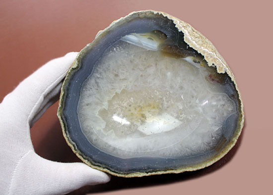 青×乳白色×透明の配色が柔らかい雰囲気を醸す、鉱物メノウ標本（Agate）（その8）