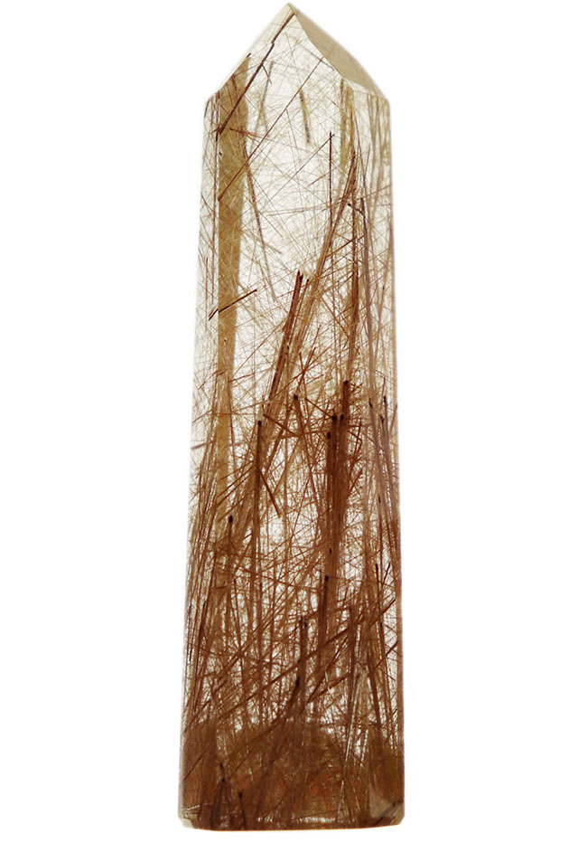 上質！二酸化チタンの針が無数に含まれている、黄色の石英結晶、ルチル