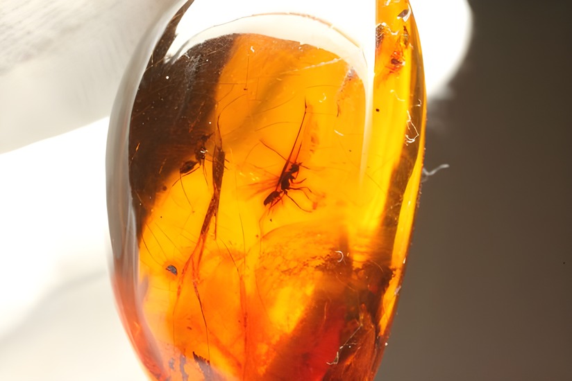 蜂の仲間がわんさか！7匹の虫が鑑賞できます。ドミニカ産琥珀(Amber