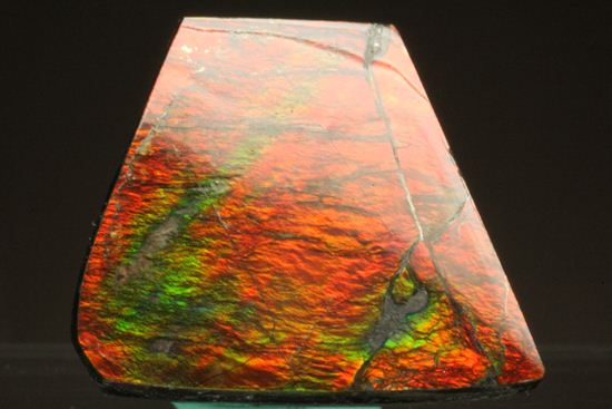 台形のフォルムをした綺麗な赤色アンモライト(Ammolite)（その1）