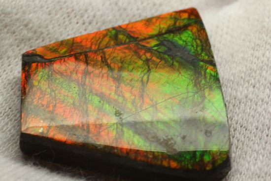 台形のフォルムをした綺麗な赤色アンモライト(Ammolite)(その16)