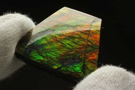 台形のフォルムをした綺麗な赤色アンモライト(Ammolite)(その9)