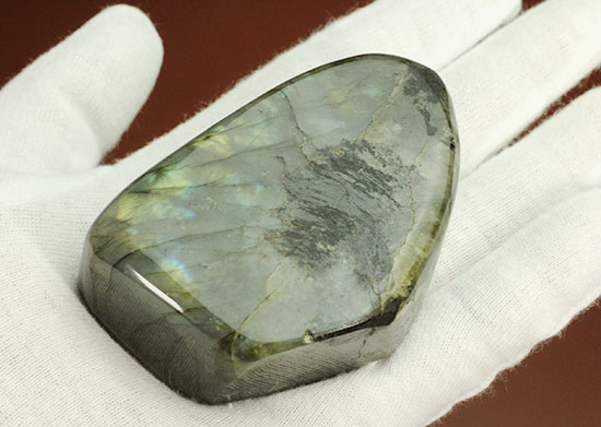 青と黄色の閃光色が見られます！鉱物ラブラドライトのブロック標本(Labradorite)（その6）