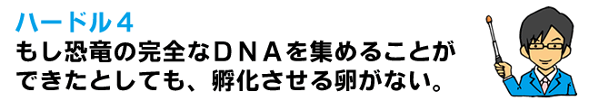 ハードル４．ＤＮＡを見つけて、設計図を再現しても、孵化させる卵がない